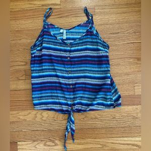 New
without tags, Hang Ten Multicolored tie front tank, JUNIORS Size XLARGE